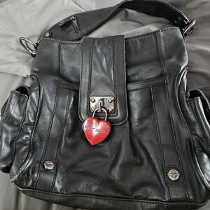 Black leather bag